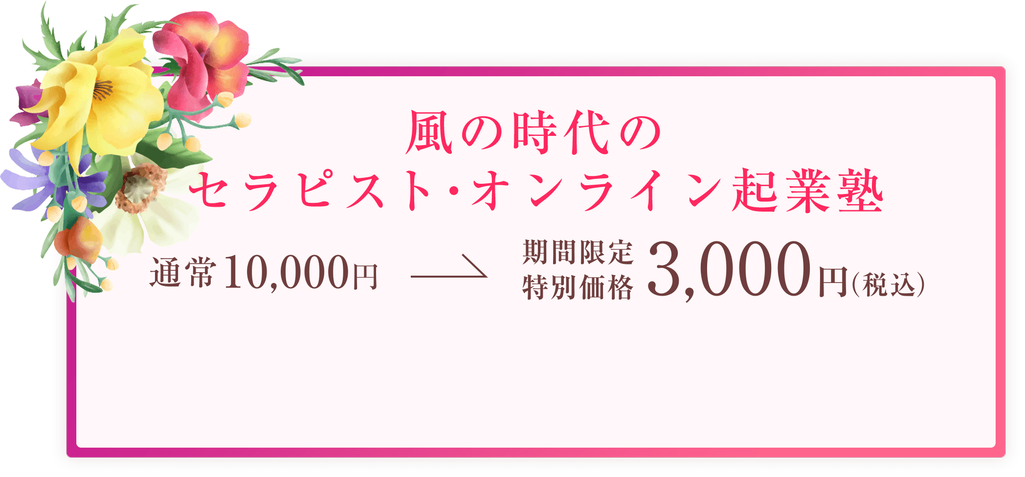 通常10,000円→期間限定特別価格3,000円（税込）